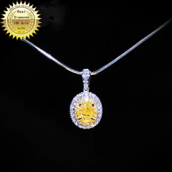 18K aur colier naturale 0.35 ct diamant galben și 0.2 ct diamante albe colier 011