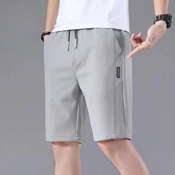 2023 Vară Sport Barbati pantaloni Scurți Culoare Solidă Drept Model Vrac Tip Cordon Talie Elastic pantaloni Scurți Casual Pantaloni de Jogging