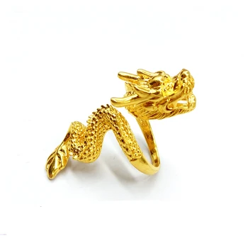 24K Aur Galben Inel de Culoare pentru Bărbați Tatăl Fratele Bijuterii Reglabil Relief Dragon Gol Inele Bijuterii Fine Cadouri