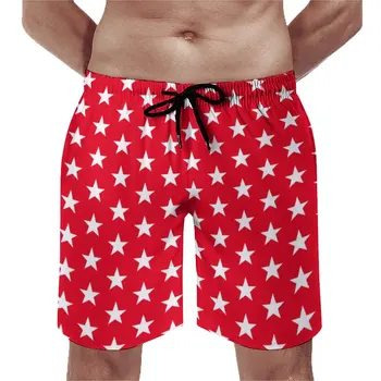 Alb Steaua Roșie, pantaloni Scurți Atletice 4 iulie Stele de Imprimare Bărbați Confortabil Bord Pantaloni scurți de Înaltă Calitate de Imprimare slip de baie