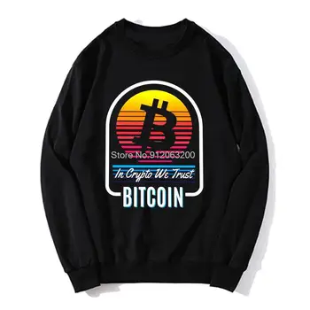 Bitcoin Epocă Hanorac Apus de soare În Crypto Avem Încredere în BTC Barbati O-gât Hanorace Fleece Pulover Tricoul Harajuku Streetwear