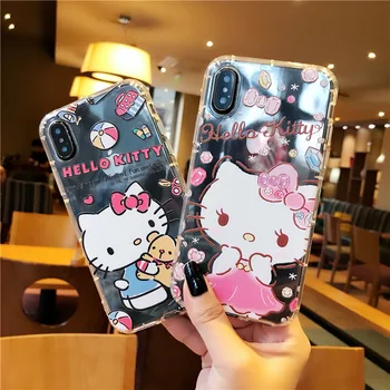 Kawaii Hello Kitty pentru Iphone 12 Pro Carton Caz de Telefon Coque Iphone 14 13 12 11 Pro Max Mini Xs Xr X Caz Clar de Acoperire Nou Funda
