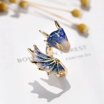 Moda Email Starry Sky Blue Dragon Inel pentru Femei Deschidere Inel Reglabil Cuplu Farmec Bijuterii Vintage Cadou de Ziua de nastere