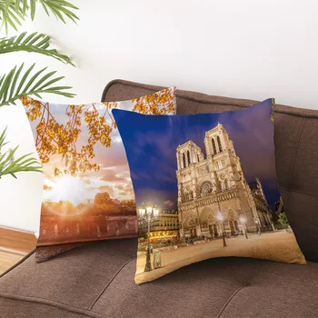 Notre Dame peisaj de Craciun față de pernă pernă stil European pernă față de pernă canapea decorațiuni interioare față de pernă