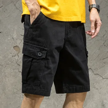 Noul Vara Mens pantaloni Scurți de Moda Liber Multi-buzunar de pantaloni Scurți Culoare Solidă de Dimensiuni Mari Sport Casual pantaloni Scurți de Marfă Pantaloni Ropa Hombre