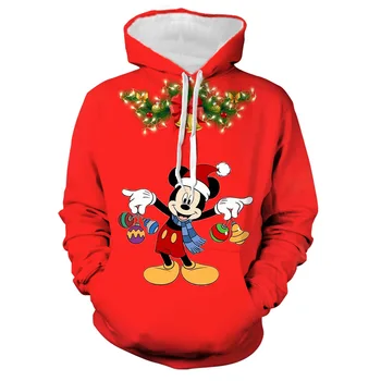 Nouă Colecție de Crăciun Hanorac Stil de Stradă pentru Bărbați de Toamna cu Maneci Lungi Marca Disney Stitch și Mickey 3D Imprimate Tricou Casual