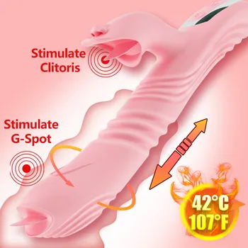 Telescopice Rotative Dildo Vibrator Puternic Stimulator Clitoris Încălzire Limba Lins Vibrator Erotic pentru Adulti Jucarii Sexuale pentru Femei
