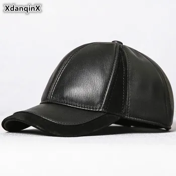 XdanqinX de Moda Autentic Pălărie de Piele Barbati piele de Oaie Sepci de Baseball Cap Reglabil Dimensiune de Personalitate Tendință Snapback Cap de Piele